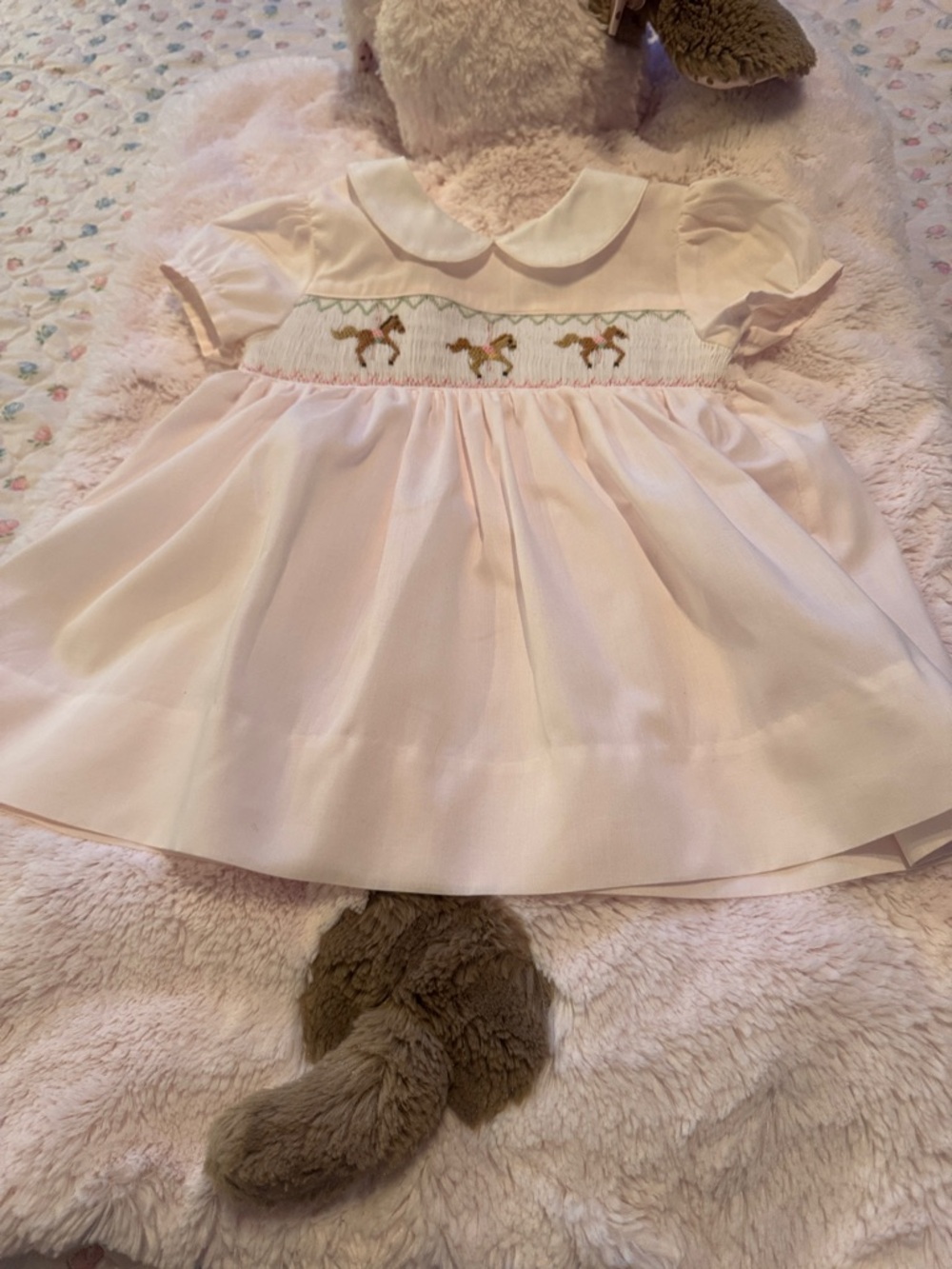 Carriage Boutique Light Pink Smocked Pony Dress